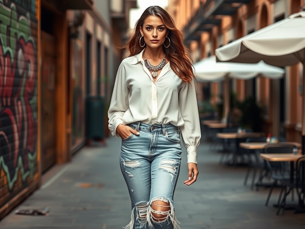 alibabatrans.ro | Blugi cu tiv franjuri: detaliu boem